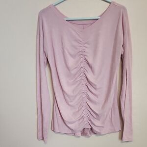 Zella Light Pink Ruched Long Sleeve Top